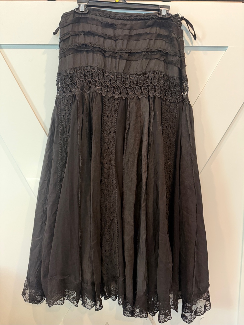 Miss Me Black Lace-Trim A-Line Maxi Skirt